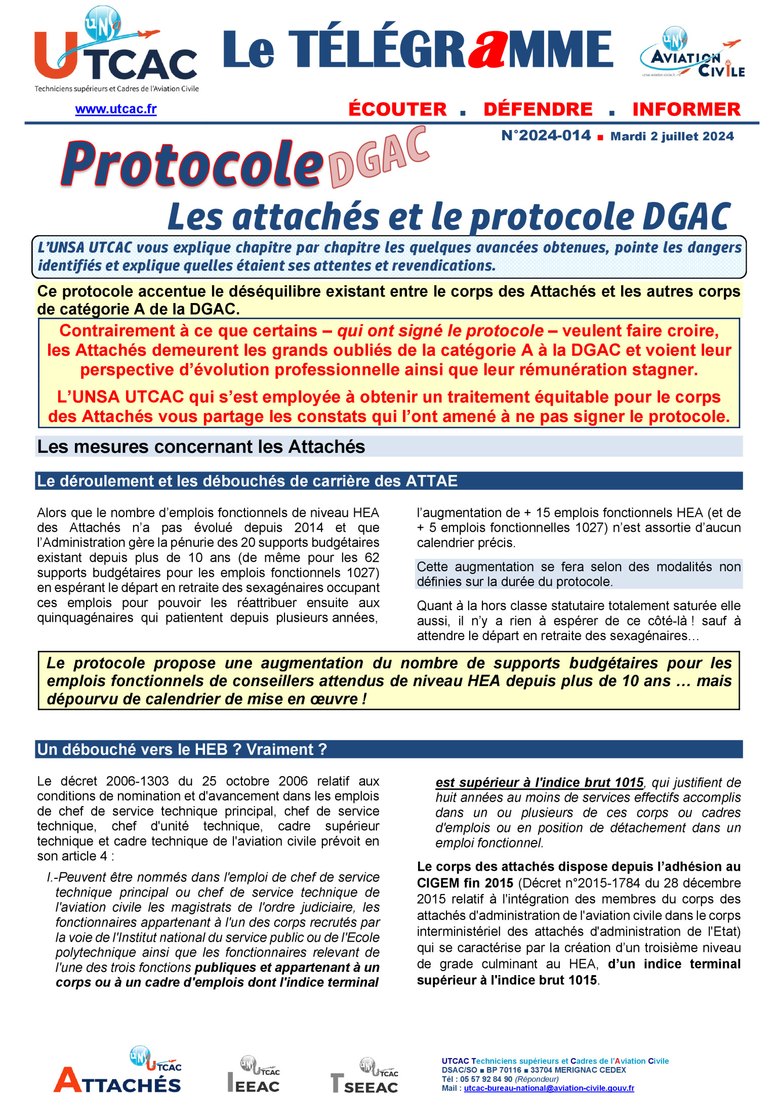 Les Attachés Et Le Protocole DGAC – UNSA-UTCAC